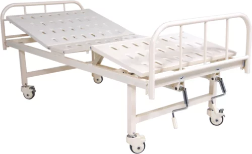 MANUAL FOWLER BED WITH CRP PANEL, castor wheels and mattress