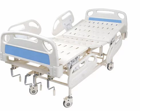 FIVE FUNCTIONAL MANUAL ICU BED WITH ABS PANELS & ABS RAILINGS, Castor Wheels and Mattress