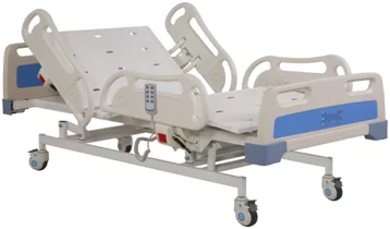 Five Functional Manual ICU Bed With Abs Panel And Collapsible Railing & Castor Wheels